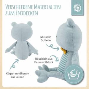 Kuscheltier Frosch personalisiert mit Name / Kinder Geschenk Puppen / Stofftier mit Name / personalisiertes Kindergesche Bild 5
