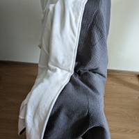 Handgenähte Baumwolle Kuscheldecke XL Grau mit Waffelmuster, Extra Weich und Flauschig, Doppelseitige Verwendung Bild 7