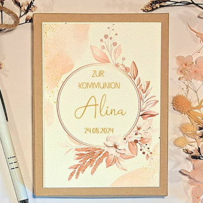 Personalisiertes Kommunionsgeschenk Mädchen – Geschenkbox mit Namen & Geldsäckchen