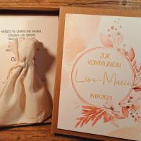 Geldgeschenk zur Kommunion, personalisiertes Kommunionsgeschenk mit Namen und Datum für Mädchen, Geschenk Set Bild 3