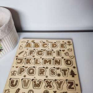 Kinder Steckpuzzle "ABC" aus Holz | Puzzle für Kleinkinder mit Alphabet Motiven | Montessori Holzspiele für Kind Bild 1