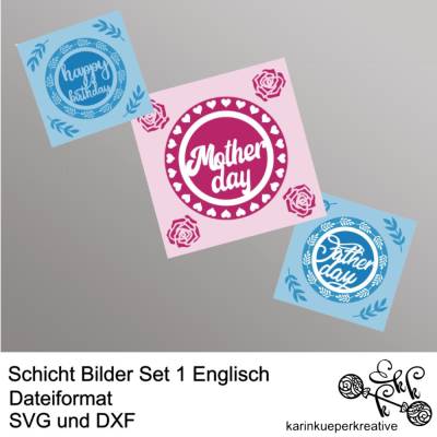 Plotterdatei Schicht Bilder Set 1 Englisch