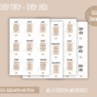 Babyparty Spiele Set PDF | Babyparty Tippkarten Regenbogen Bär | Baby Ratespiel | Baby Tabu | Babyparty Spiel Bild 2