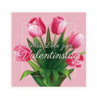 Valentinstag Karte, 1x Valentinstagskarte mit Umschlag, quadratische Grußkarte zum Valentinstag, Tulpe Bild 1