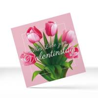 Valentinstag Karte, 1x Valentinstagskarte mit Umschlag, quadratische Grußkarte zum Valentinstag, Tulpe Bild 3