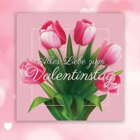 Valentinstag Karte, 1x Valentinstagskarte mit Umschlag, quadratische Grußkarte zum Valentinstag, Tulpe Bild 5
