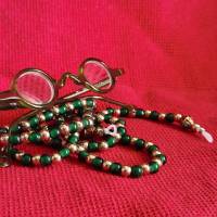 Brillenkette / Brillenband, Brillenhalter, grüne Wickelglas-Perlen Bild 1