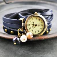 Armbanduhr,Wickeluhr mit Druckknopfverschluss, Zuchtperlen Bild 2