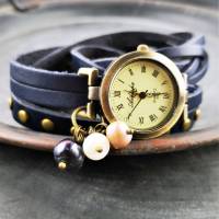 Armbanduhr,Wickeluhr mit Druckknopfverschluss, Zuchtperlen Bild 3