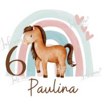 Bügelbild Geburtstag Regenbogen Pony Pferd  *Personalisiert Bild 1