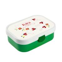 Brotdose Mepal mit Namen, Lunchbox & Trinkflasche für Mädchen mit Obsteinsatz und Gabel, Motiv Marienkäfer rot Bild 1