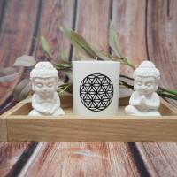 Yoga to go; Set aus Kerzenständer, Buddhas, Minitablett; Blume des Lebens Bild 2