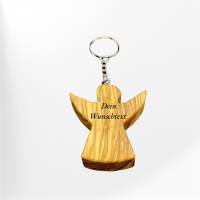 Schlüsselanhänger Schutzengel personalisierbar Handschmeichler aus Olivenholz Engel Bild 6