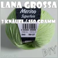 3 Knäuel 150 Gramm Merino Superfein von Lana Grossa helles Limonengrün Zartgrün Farbe 540 Partie 58127 Bild 3