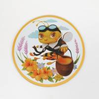 Runder Mauspad mit Bild Motiv Honigbiene, Kunst- Mousepad als Geschenkidee für Bienenfreunde oder Imker Bild 1