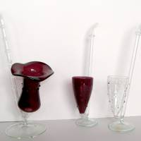 Schnapspfeife Tulpenform, vintage Schnapsglas, 50er Jahre, mundgeblasen, Glaspfeife mundgeblasen filigrane Schnapspfeife Bild 1