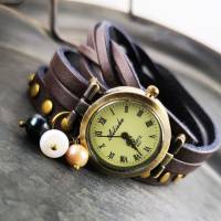 Armbanduhr,Wickeluhr mit Druckknopfverschluss, Zuchtperlen Bild 3