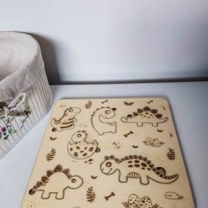 Kinder Steckpuzzle "Dino" aus Holz | Puzzle für Kleinkinder mit Dinosaurier Motiven | Montessori Holzspiele für Bild 1