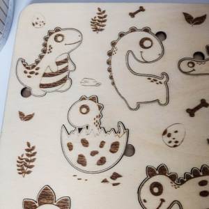 Kinder Steckpuzzle "Dino" aus Holz | Puzzle für Kleinkinder mit Dinosaurier Motiven | Montessori Holzspiele für Bild 3