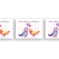 Friendly Fox Hochzeitskarte, Karte zur Hochzeit mit Aquarell Vögeln, DIN A6 Karte inkl. Umschlag (3er Set) Bild 1