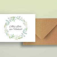 Friendly Fox Hochzeitskarte, Karte zur Hochzeit mit Eukalyptus, DIN A6 Karte inkl. Umschlag (3er Set) Bild 6