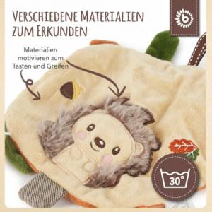 Babygeschenk Knistertuch personalisiert Igel | Geschenk zur Geburt Junge | Baby Geschenkidee | Babyspielzeug Waldtiere G Bild 5
