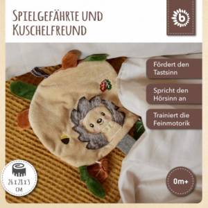 Babygeschenk Knistertuch personalisiert Igel | Geschenk zur Geburt Junge | Baby Geschenkidee | Babyspielzeug Waldtiere G Bild 6