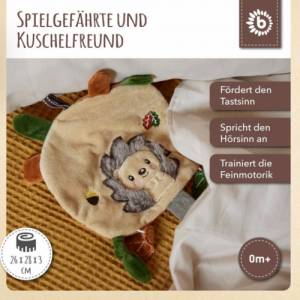 Babygeschenk Knistertuch personalisiert Igel | Geschenk zur Geburt Junge | Baby Geschenkidee | Babyspielzeug Waldtiere G Bild 7
