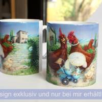 Süße Kunst Tasse aus Keramik für Kinder und Erwachsene zum Ostern, Witzige Becher in Set mit Grußkarte Bild 2