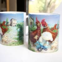 Süße Kunst Tasse aus Keramik für Kinder und Erwachsene zum Ostern, Witzige Becher in Set mit Grußkarte Bild 3