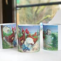 Süße Kunst Tasse aus Keramik für Kinder und Erwachsene zum Ostern, Witzige Becher in Set mit Grußkarte Bild 5