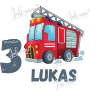 Bügelbild Geburtstag Feuerwehr Auto *personalisiert Bild 1