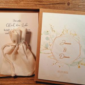 Geldgeschenk zur Hochzeit personalisiert, Hochzeitsgeschenk mit Namen, Geschenk Grünehochzeit, Geschenkverpackung Bild 3
