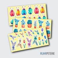 Blumen Maikäfer Pflanzen Sticker | Natur Sticker auf Stickerbogen | Aquarell Sticker Bild 1