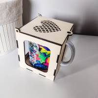 Geschenkbox für Tassen aus Holz | Holzbox Geschenkverpackung mit Herz | Verpackung für Kaffeetasse Bild 1