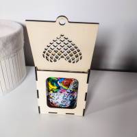 Geschenkbox für Tassen aus Holz | Holzbox Geschenkverpackung mit Herz | Verpackung für Kaffeetasse Bild 5