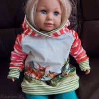 Hoodie Pullover mit Kapuze lange Ärmel Rehe im Grünen genäht Kind 4 bis 6 Jahre Größe 110 bis 122 Jersey Bild 1