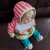 Hoodie Pullover mit Kapuze lange Ärmel Rehe im Grünen genäht Kind 4 bis 6 Jahre Größe 110 bis 122 Jersey Bild 5