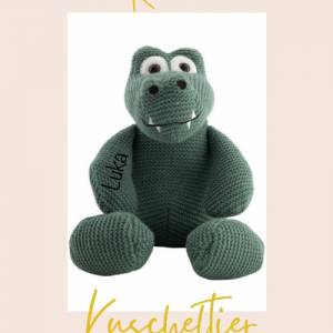 Kuscheltier Krokodil Personalisiert / Stofftier / Plüschtier Strick / Baby Geschenk Bild 1