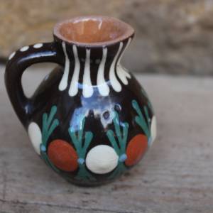 Mini Vase Henkelvase Vintage Majolika Keramik Pozdisovice Czechoslovakia 60er 70er Jahre Bild 2