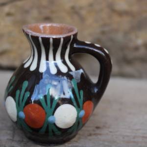 Mini Vase Henkelvase Vintage Majolika Keramik Pozdisovice Czechoslovakia 60er 70er Jahre Bild 3