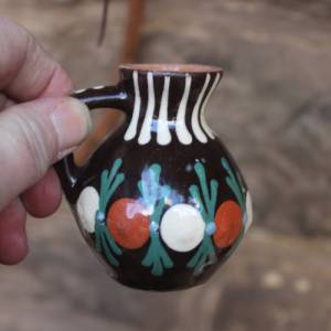 Mini Vase Henkelvase Vintage Majolika Keramik Pozdisovice Czechoslovakia 60er 70er Jahre Bild 4