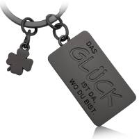 Das Glück Schlüsselanhänger mit Gravur - Auto Glücksbringer - Schlüsselanhänger mit Kleeblatt - Schwarzmatt Bild 1