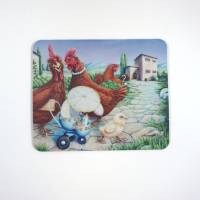 Mauspad witzige süße Tiere, Mausunterlage Bauernhof niedlich und originell mit Hühner Küke und Hase Bild 2