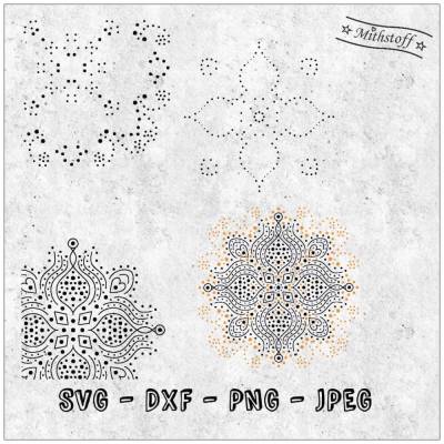Wunderschönes Mandala  - Punkte - leuchtrahmen - SVG - DXF - Datei - Mithstoff - individuell zusammenstellen
