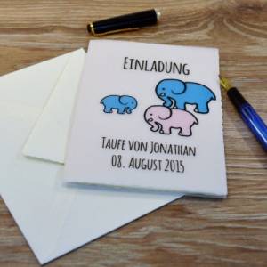DIY Einladung Taufe personalisiert Elefant Bild 1