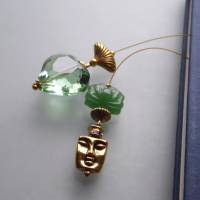 Herz Lotus Maske - goldenes Lesezeichen mit Grün, elegantes Geschenk zum Buch Muttertag Bild 3