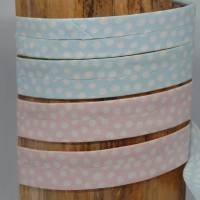 Schrägband Kantenband Einfassband mit Punkten Tupfen rosa und hellblau 20 mm Baumwolle Bild 1