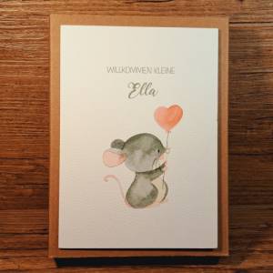 Geschenk zur Geburt personalisiert - Geldgeschenk zum Baby mit Namen - kleines Mäuschen Geschenkset Mädchen - Geschenk Bild 2