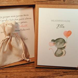 Geschenk zur Geburt personalisiert - Geldgeschenk zum Baby mit Namen - kleines Mäuschen Geschenkset Mädchen - Geschenk Bild 3